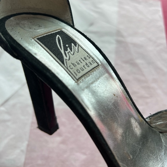 VTG 80s Charles Jourdan Mary Janes 4” heels black suede sz 7.5 Made in Spain - Picture 4 of 9